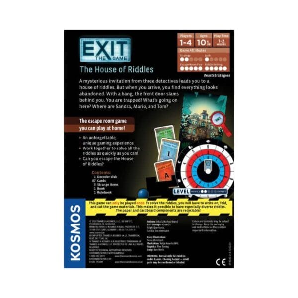 house of riddles game box back